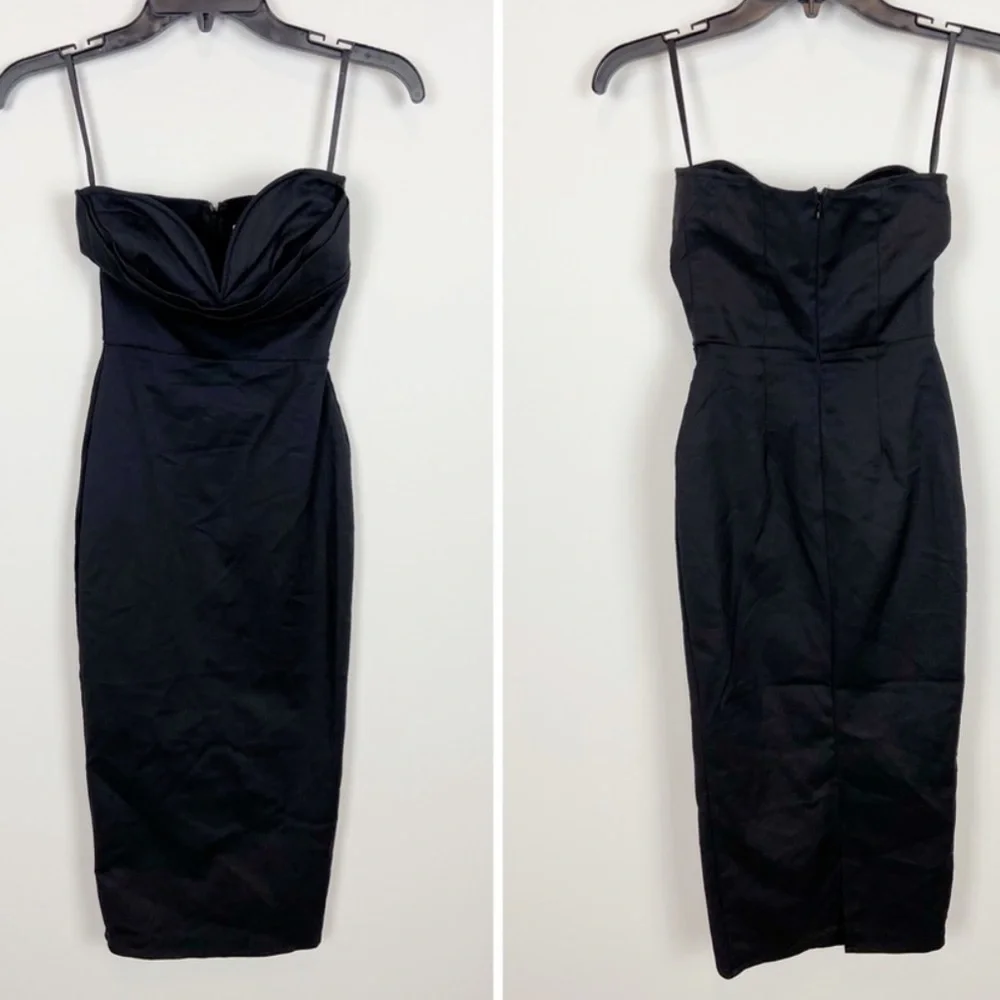 More To Come Sophia Strapless Midi Dress in Black - Picture 7 of 9